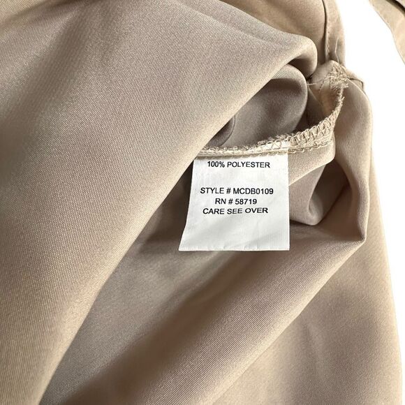 Cream Beige Elementz Silky Long Sleeve Button Down Blouse Shirt Size Large - Picture 7 of 11
